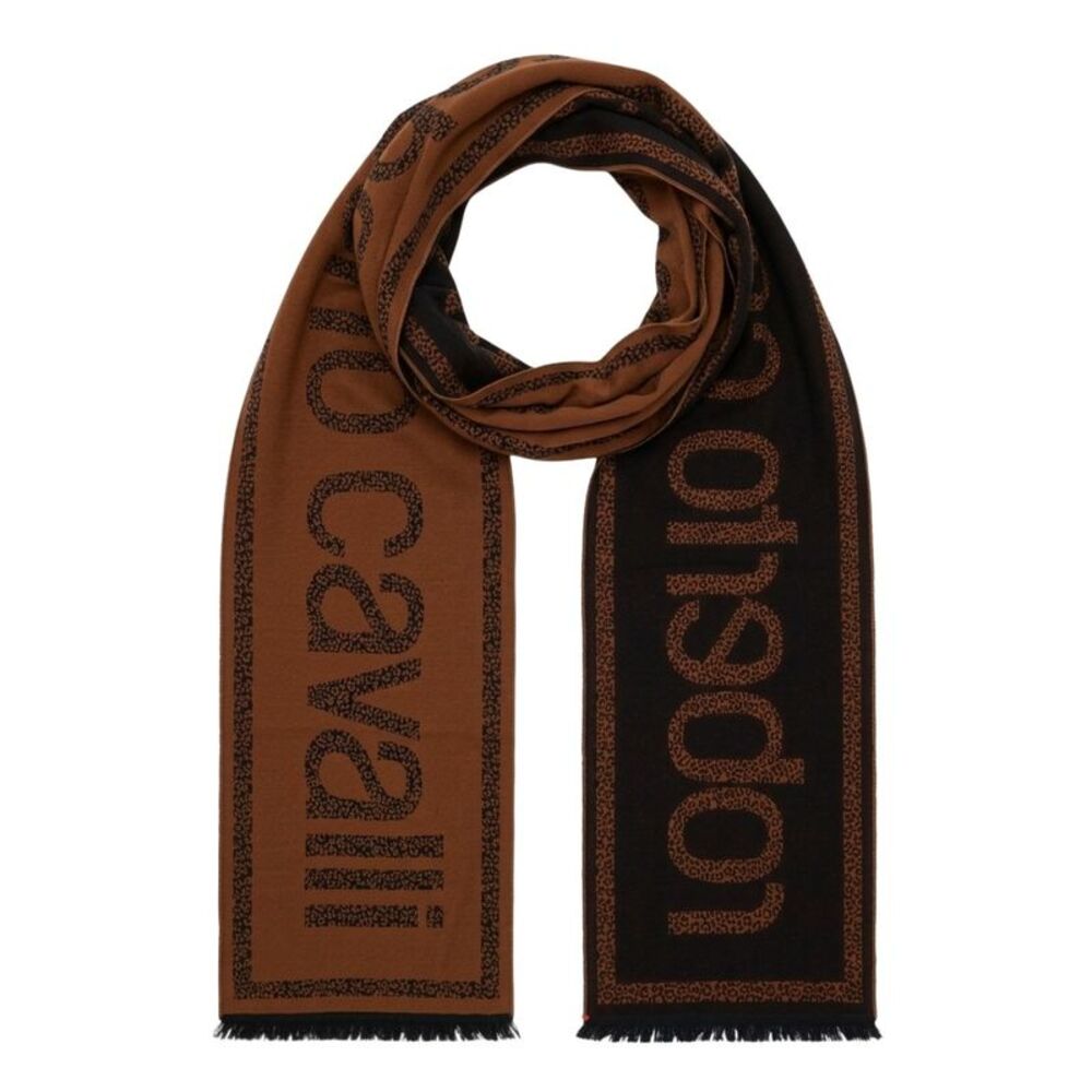Roberto Cavalli ESZ058 01500 Orange Wool Blend Signature Mens Scarf